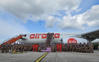 THE FIRST FLIGHT OF THE MALAYSIAN BATTALION  (MALBATT) 850-13 CONTINGENT DEPARTS FOR THE UNITED NATIONS INTERIM FORCE IN LEBANON (UNIFIL) PEACEKEEPING MISSION