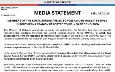 MEDIA STATEMENT: 31 MARCH 2026 – MEMBERS OF THE ROYAL BRUNEI ARMED FORCES UNDER MALBATT 850-13 IN SOUTHERN LEBANON REPORTED TO BE IN SAFE CONDITION